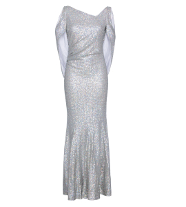 Paillettenkleid mit Cut-Outs in Holo-Silber