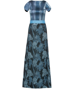 Lange Robe mit Brokatrock in Hellblau