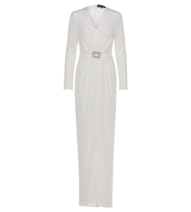 Weißes Paillettenkleid mit Schlitz