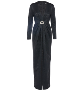 Blaues Maxi-Kleid mit Schlitz