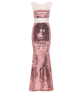 Kleid mit Tülleinsätzen in Rosé