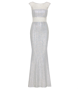 Kleid mit Tülleinsätzen in Holo-Silber