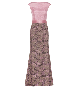 Robe mit Brokatrock in Rosé