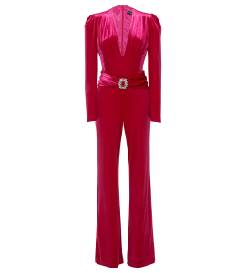 Jumpsuit mit tiefem Ausschnitt in Pink