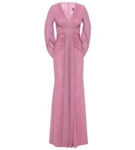 Abendkleid mit Raffung und Cape in Rosé