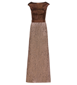 Robe mit Brokatrock in Gold-Braun