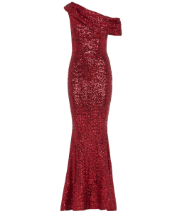 One-Shoulder Paillettenkleid in Rot