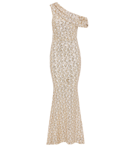 One-Shoulder Paillettenkleid in Gold-Weiss