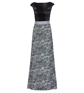 Robe mit Brokatrock in Silber-Grau