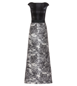 Robe mit Brokatrock in Schwarz-Weiss