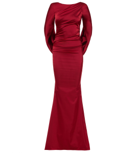 Abendrobe aus Satin in Weinrot