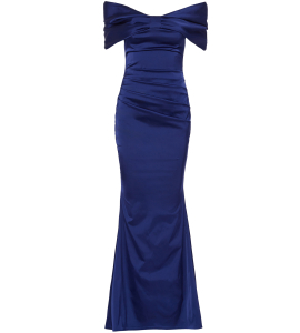 Off-Shoulderdress mit Schleife in Dunkelblau