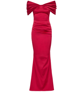 Off-Shoulderdress mit Schleife in Rot