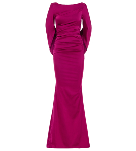Abendrobe aus Satin-Duchesse in Fuchsia