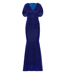 Abendkleid mit kleinem Capé in Royal-Blau