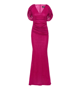 Abendkleid mit kleinem Capé in Fuchsia