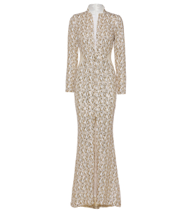 Smokingdress mit Cut-Outs in Gold-Weiss