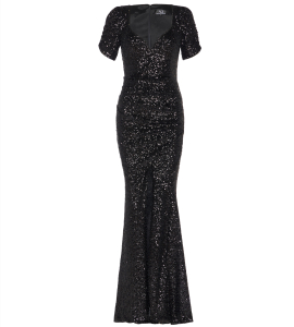 Paillettenkleid in Schwarz mit Herzausschnitt