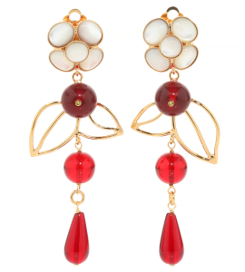 Clipohrringe mit Blütenverzierung in Rot