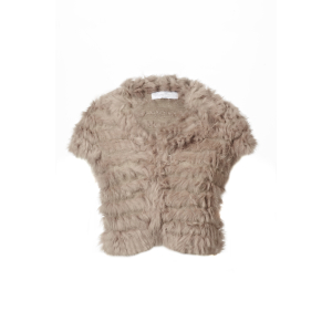 Kurze Fellweste in Beige