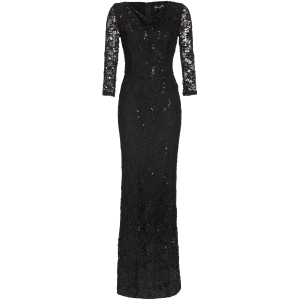 Abendkleid aus Spitze mit Pailletten in Schwarz