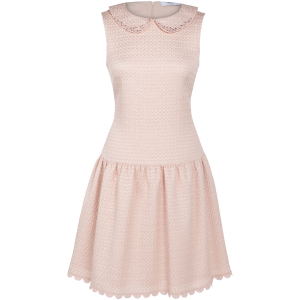 Bouclé Kleid mit besticktem Bubikragen