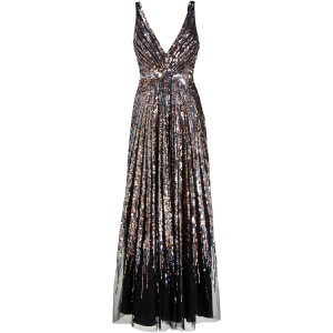 Trägerkleid mit Paillettenverlauf in Schwarz-Silber