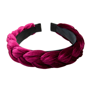 Samt-Haarreif mit Flecht-Optik in Bordeaux