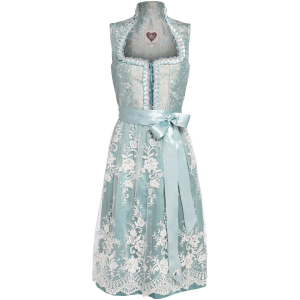 Eisblaues Dirndl Viktoria mit Spitzenschürze