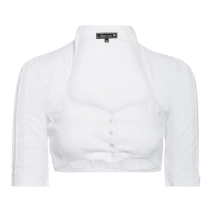 Langarmbluse in Weiss mit Stehkragen