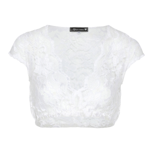 Kurzarm-Spitzenbluse Anna in Weiss 