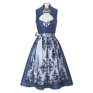 Seidendirndl Annabell in Blau mit Ornamenten