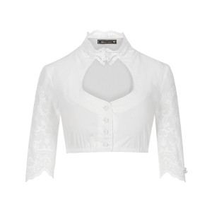 Bluse Pia mit Spitzenbesatz in Weiss