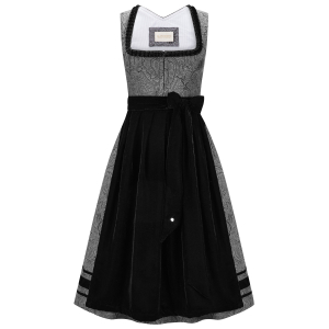 Dirndl Carina mit Samtverzierung in Grau-Schwarz