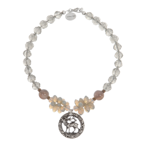 Dirndlkette mit rundem Hirschanhänger in Silber