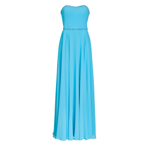 Korsagenkleid mit Kristallen in Hellblau