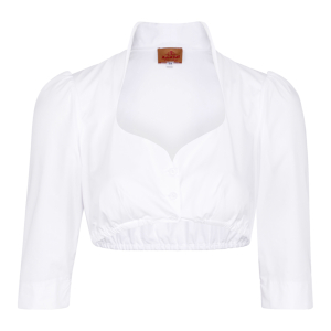 Stehkragenbluse in Weiss mit langem Arm