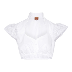 Bluse mit Spitzenärmel in Weiss