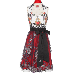 Dirndl mit Herzen in Weiss/Rot