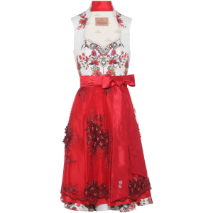  Dirndl mit Blumen in Weiss/Rot