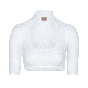 Stehkragen-Bluse aus Spitze in Weiss