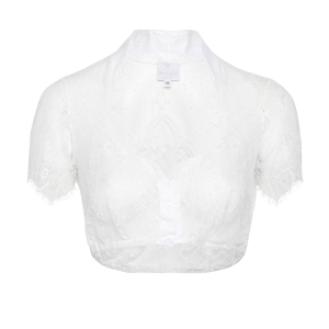 Stehkragenbluse aus weißer Spitze