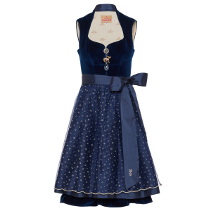 Dunkelblaues Samtdirndl mit Glitzerschürze