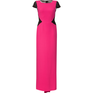 Abendrobe aus Seide mit Spitzeneinsatz in Pink