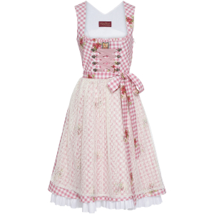 Karodirndl in Rosé mit Spitzenschürze