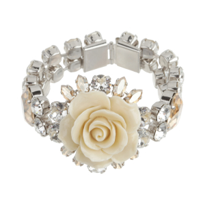 Kristallarmband mit weisser Rose