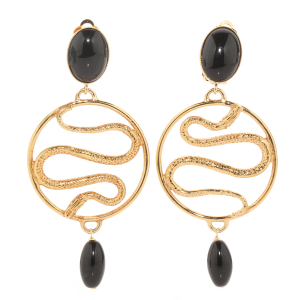 Goldene Schlangen Creolen mit Perlen