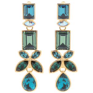 Rechteckige Ohrringe in Grün-Blau