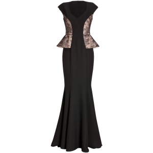 Abendrobe mit Spitze in Schwarz