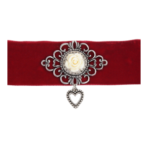 Kropfband in Rot mit Rose